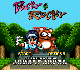 Pocky & Rocky Title Screen